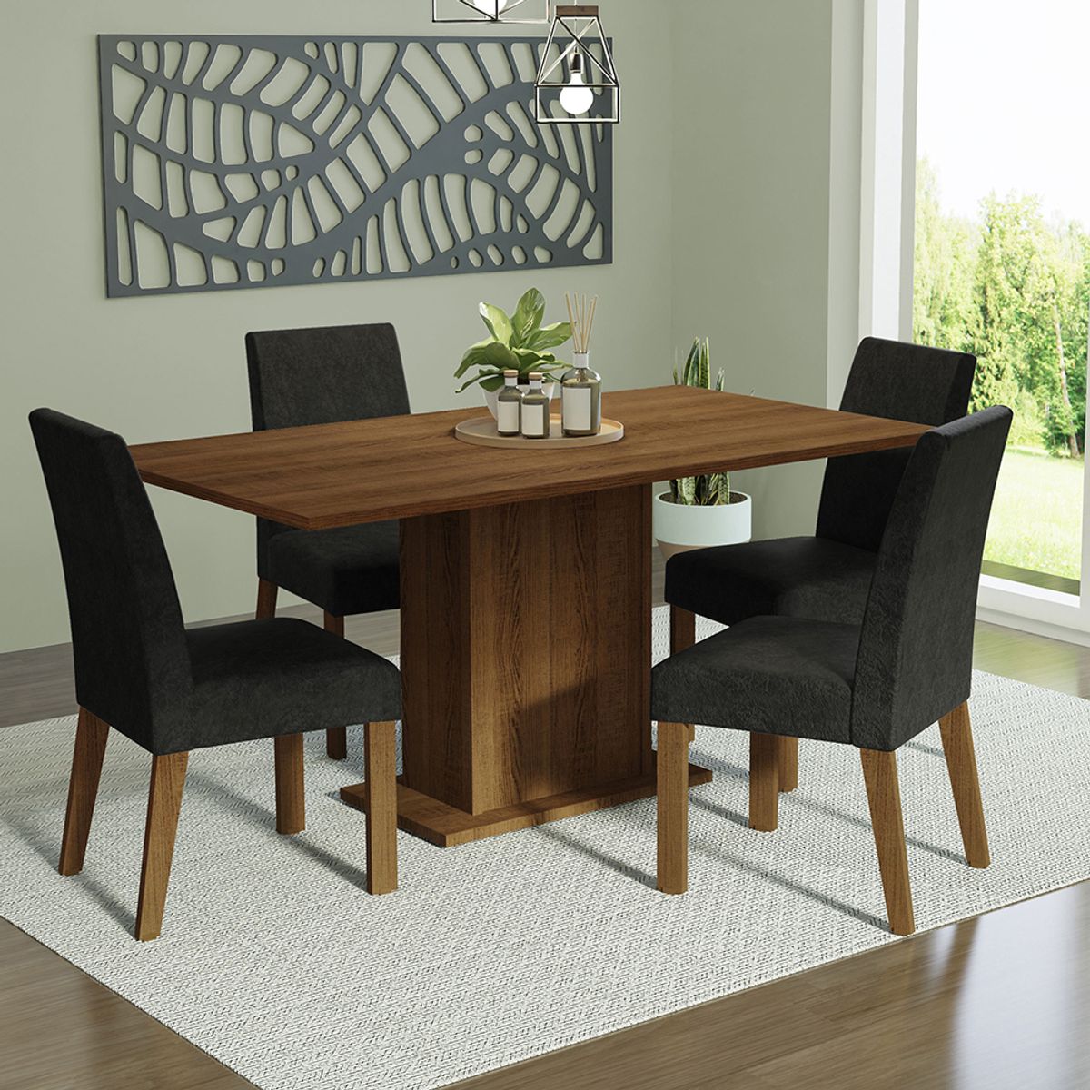 MADESA - Juego de Comedor Keila con 4 Sillas Oxford