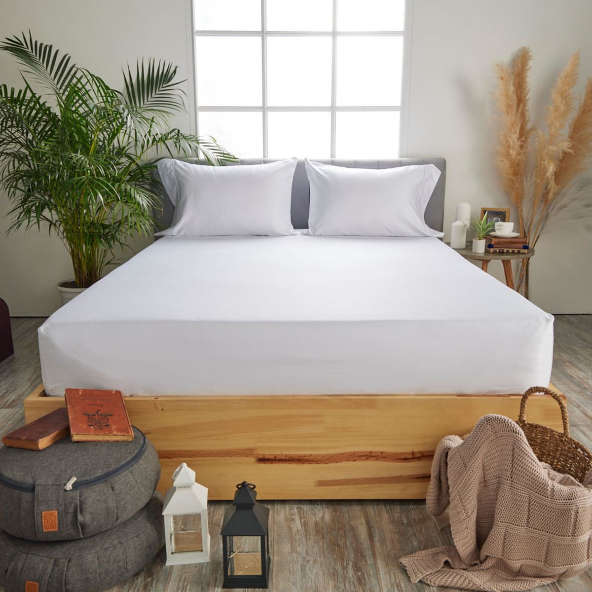 DISTRIHOGAR - Set Sábana Ajustable Más Fundas 400 Hilos Algodón Doble