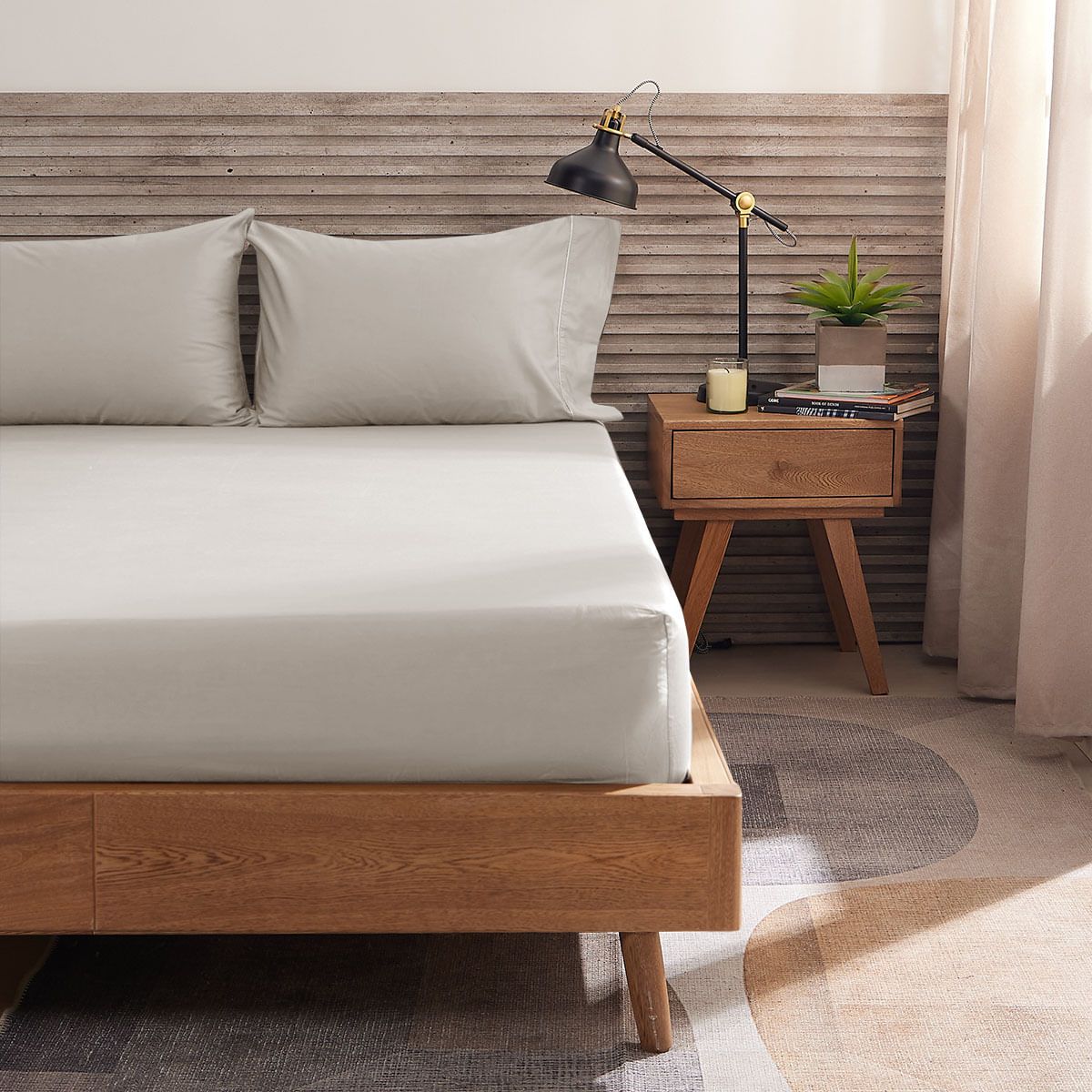DISTRIHOGAR - Set Sábana Ajustable Más Fundas 400 hilos Algodón Queen