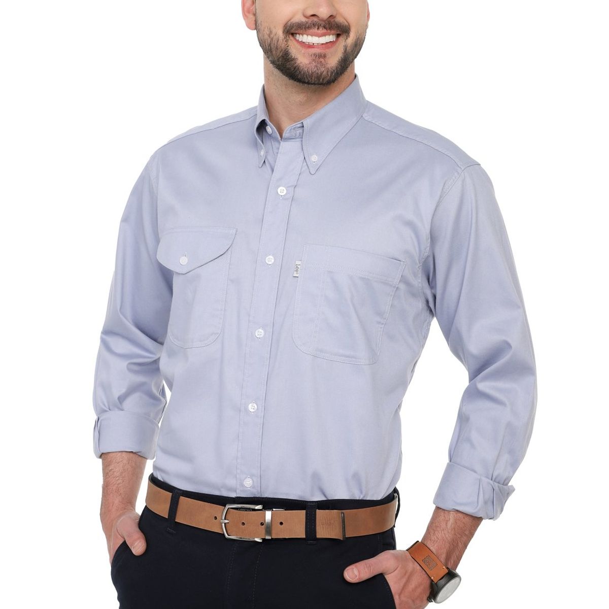 LEC LEE - Camisa Basic Manga Larga Lec Lee para Hombre - Azul Claro.