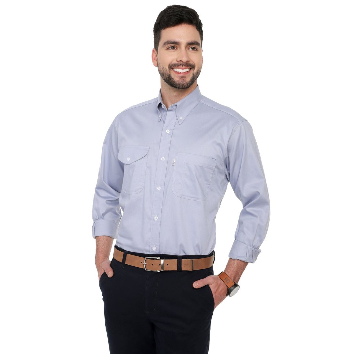 LEC LEE - Camisa Basic Manga Larga Lec Lee para Hombre - Azul Claro.