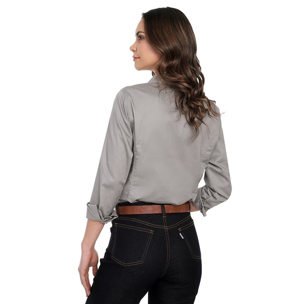 LEC LEE - Blusa Basic Manga Larga Lec Lee para Mujer - Gris Claro.-