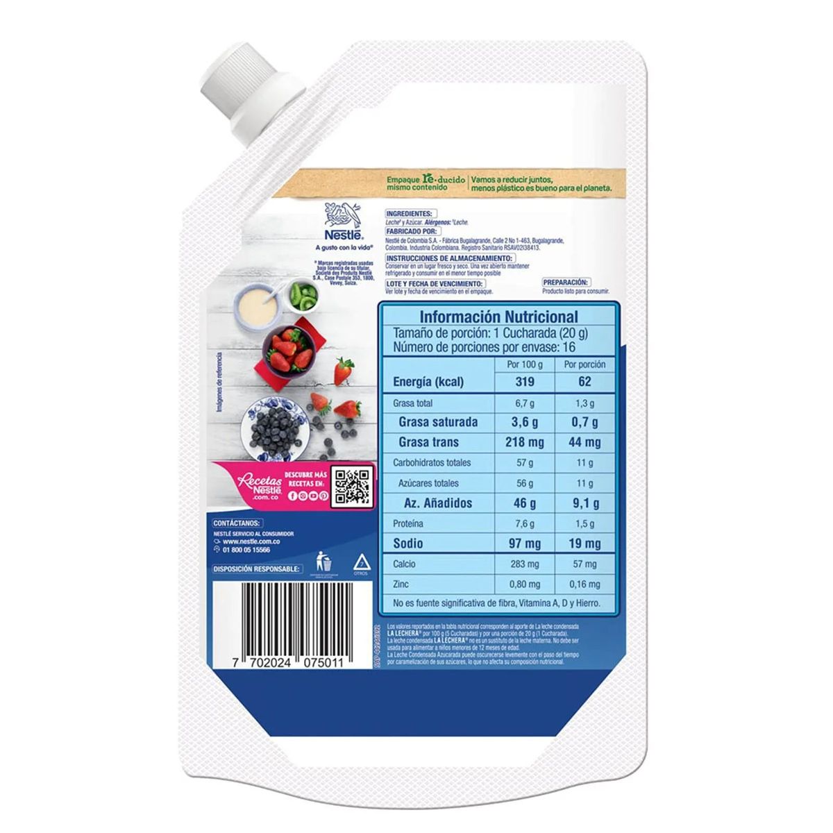 NESTLE - Leche condensada La Lechera Bolsa x 320gr