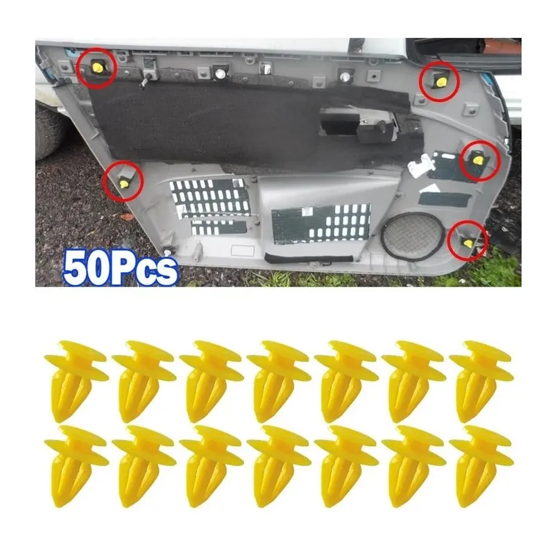 GENERICO - pin pines broches clips para carro vehiculos 50 unidades