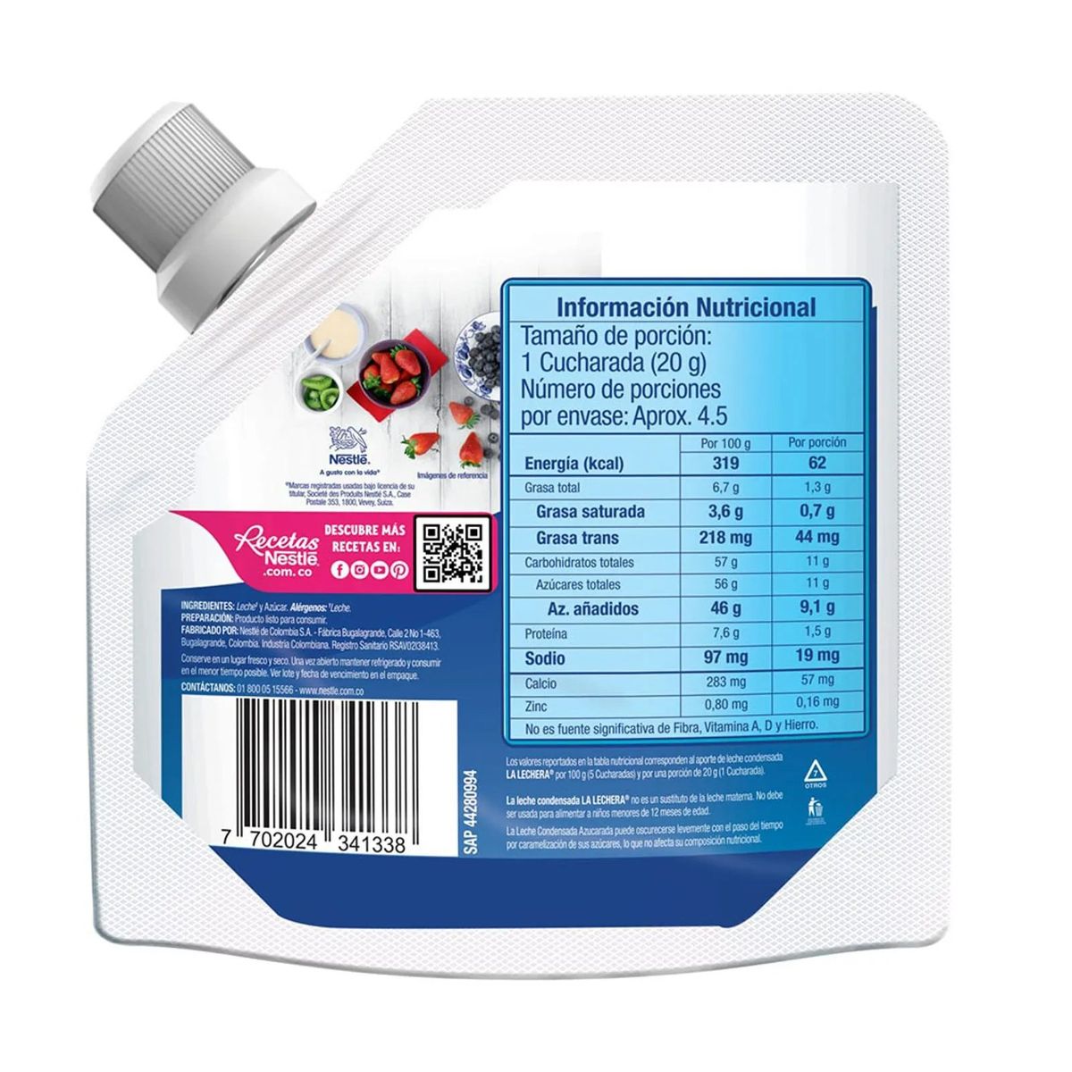 NESTLE - Leche condensada La Lechera Bolsa x 90gr