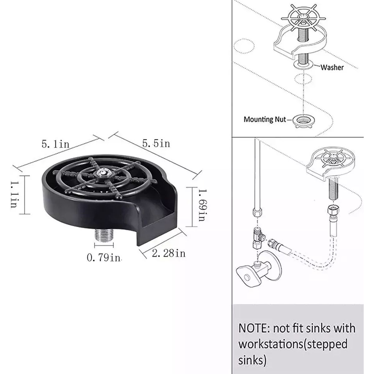 GENERICO - Lavacopas Lava Vasos Automático Para Lavaplatos