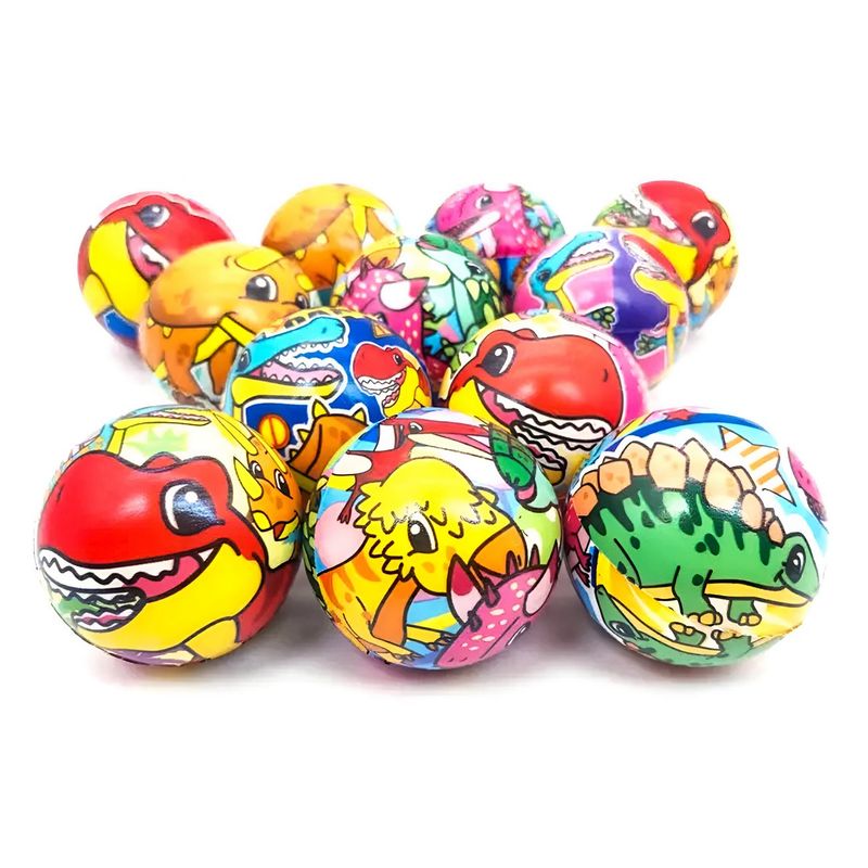 GENERICO - Pelotas Antiestres Dinosaurios Multicolor X 12 Unidades
