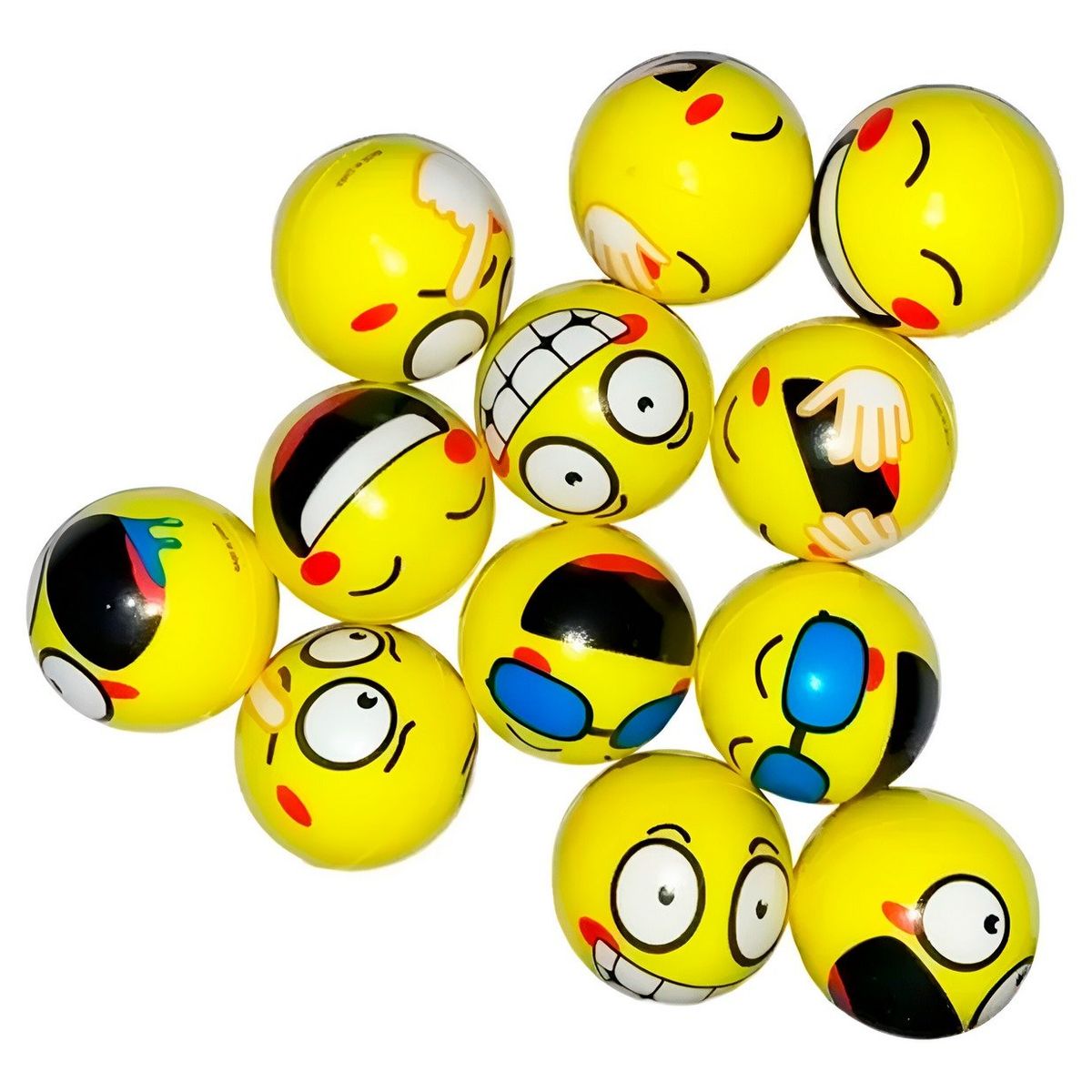 GENERICO - Pelotas Antiestres Emoji Caritas Multicolor X 12 Unidades