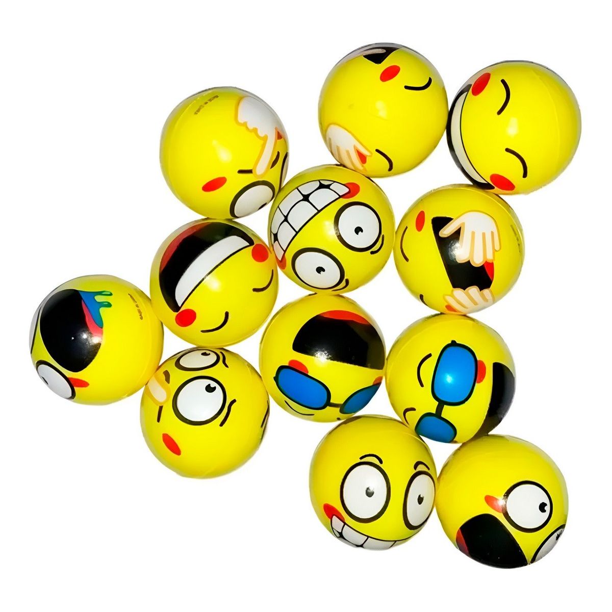 GENERICO - Pelotas Antiestres Emoji Caritas Multicolor X 12 Unidades