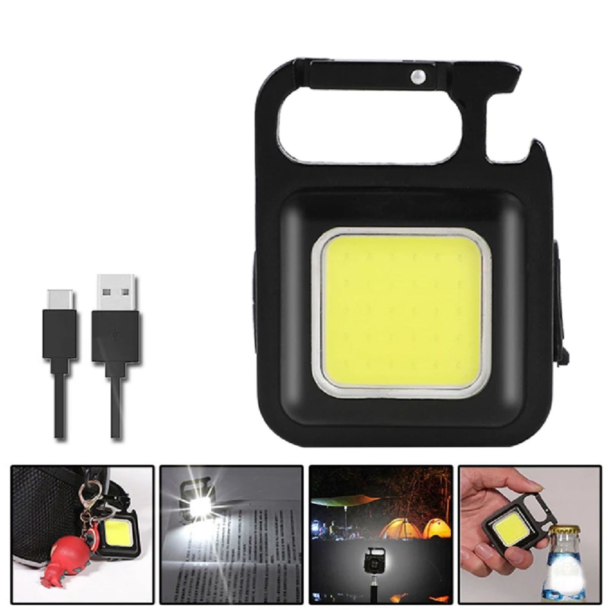 GENERICO - Mini Linterna Llavero Led Lampara Camping Recargable Usb