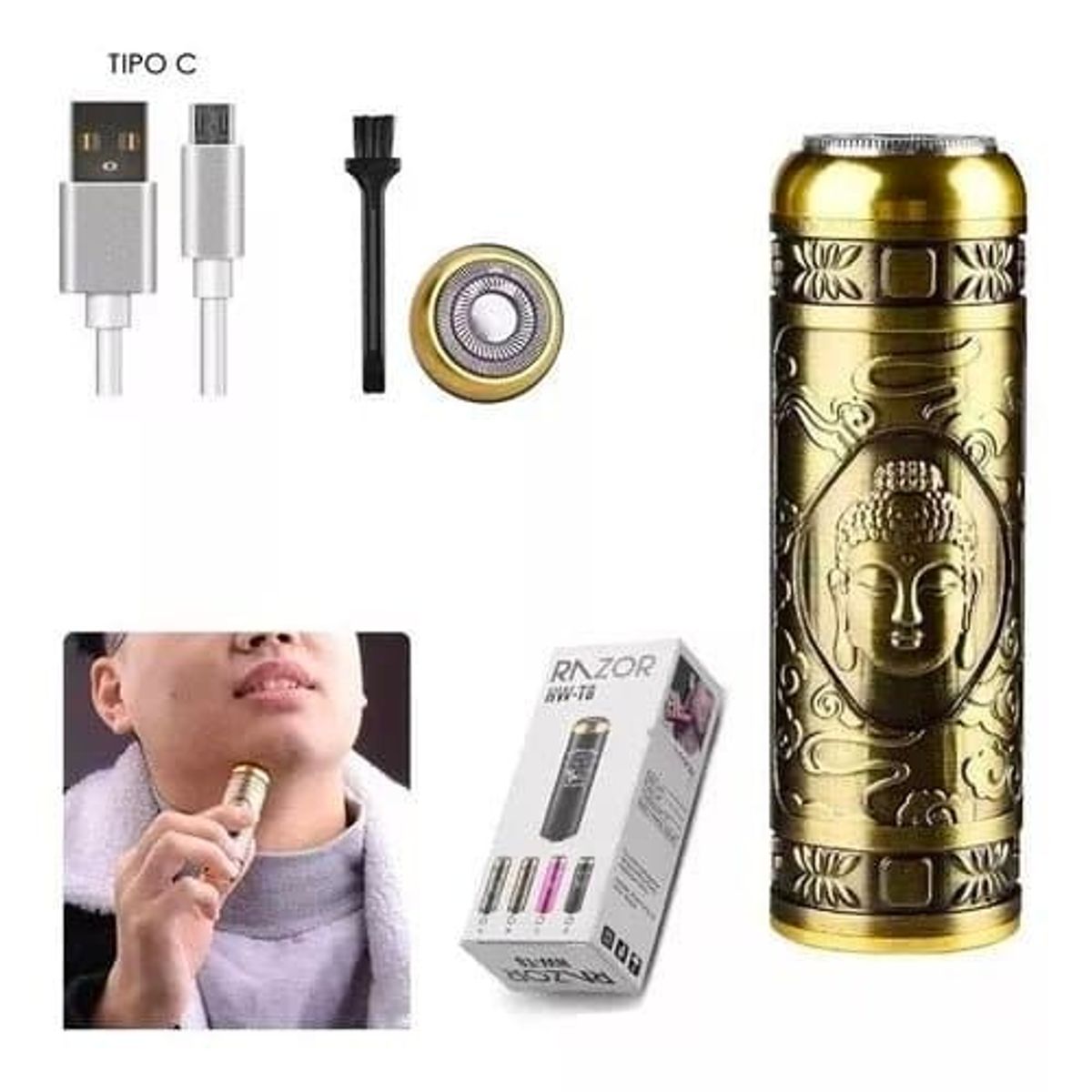 GENERICO - Mini Afeitadora Buda Eléctrica Profesional Unisex Recargable