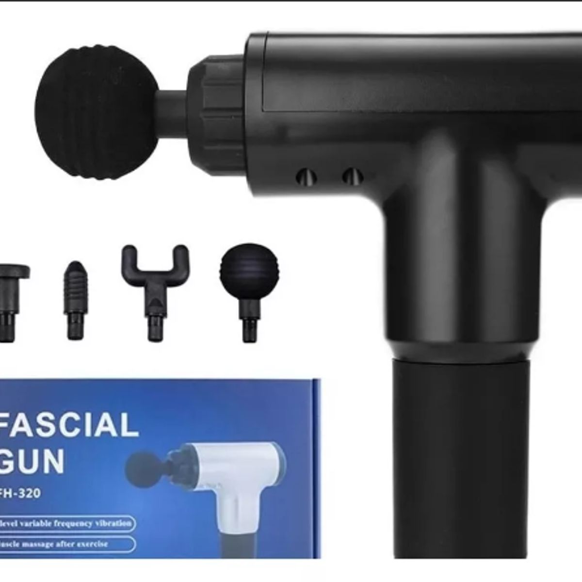 GENERICO - Pistola Fascial Gun Masajeador Muscular 4cabezales 6 Niveles_.