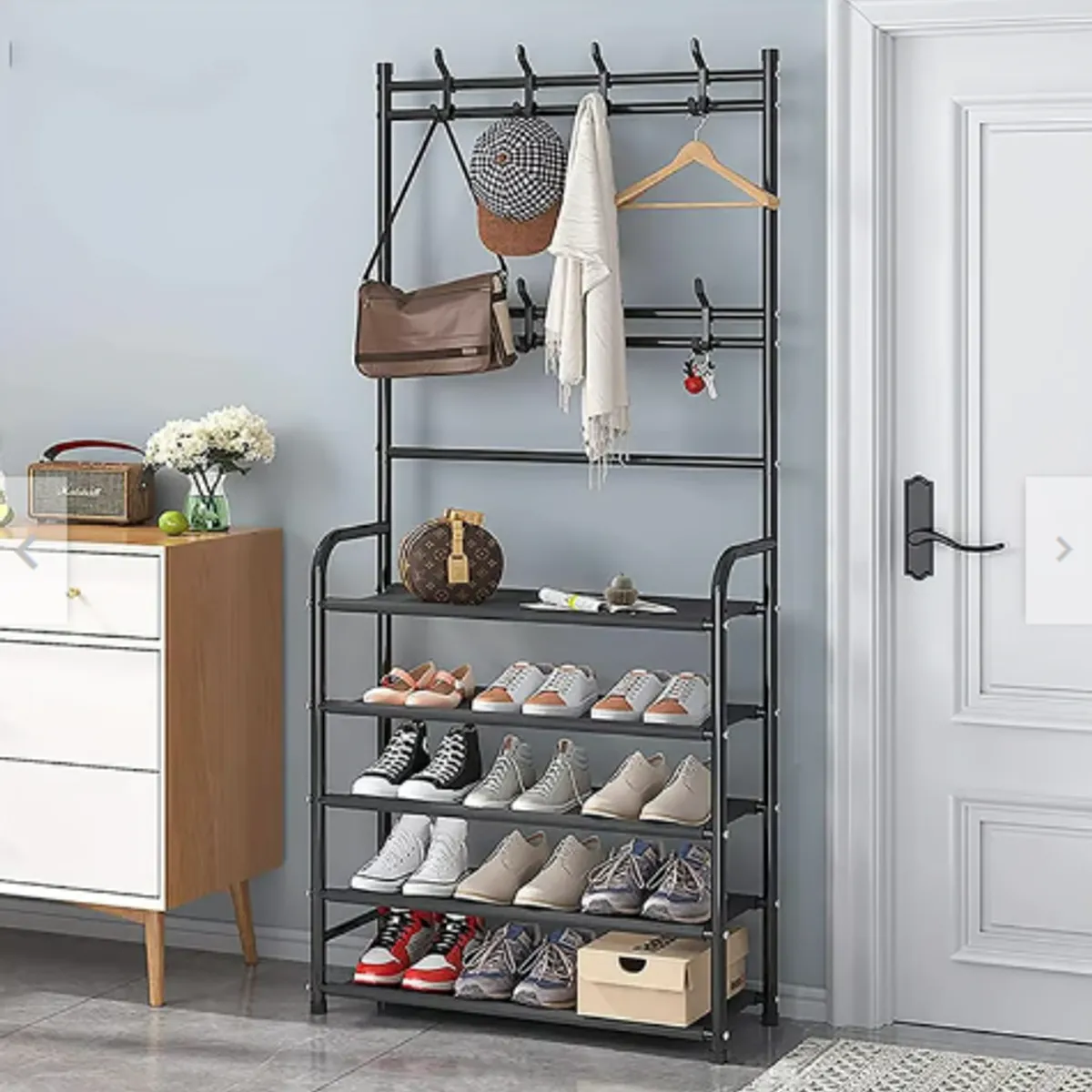 GENERICO - Perchero Multifuncional Con Zapatero 5 Niveles 170x60 Cm