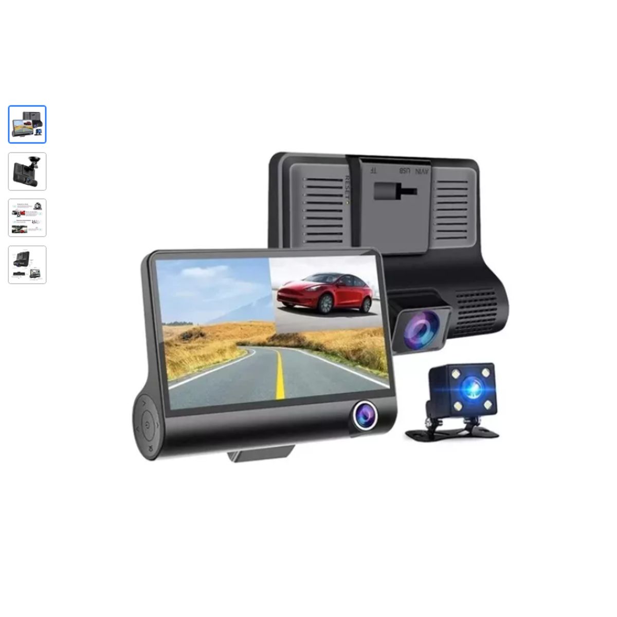 GENERICO - Cámara Carro DVR 3 en 1 Full HD Dual Cam