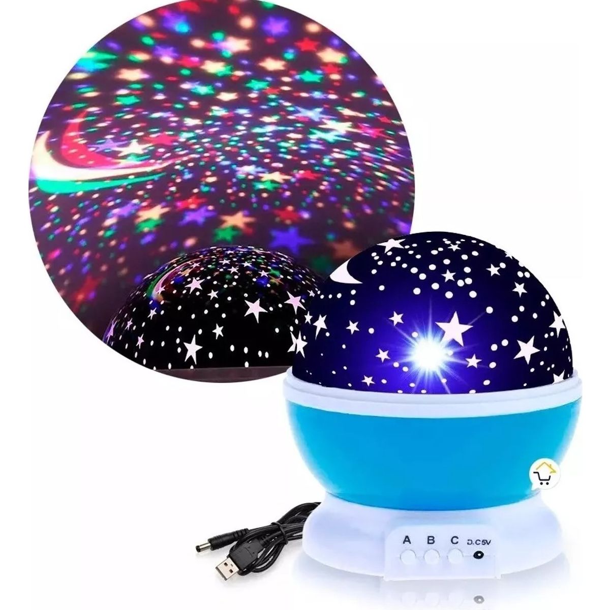 GENERICO - Proyector Lampara Luz Nocturna Estrellas Luna Giratoria Led