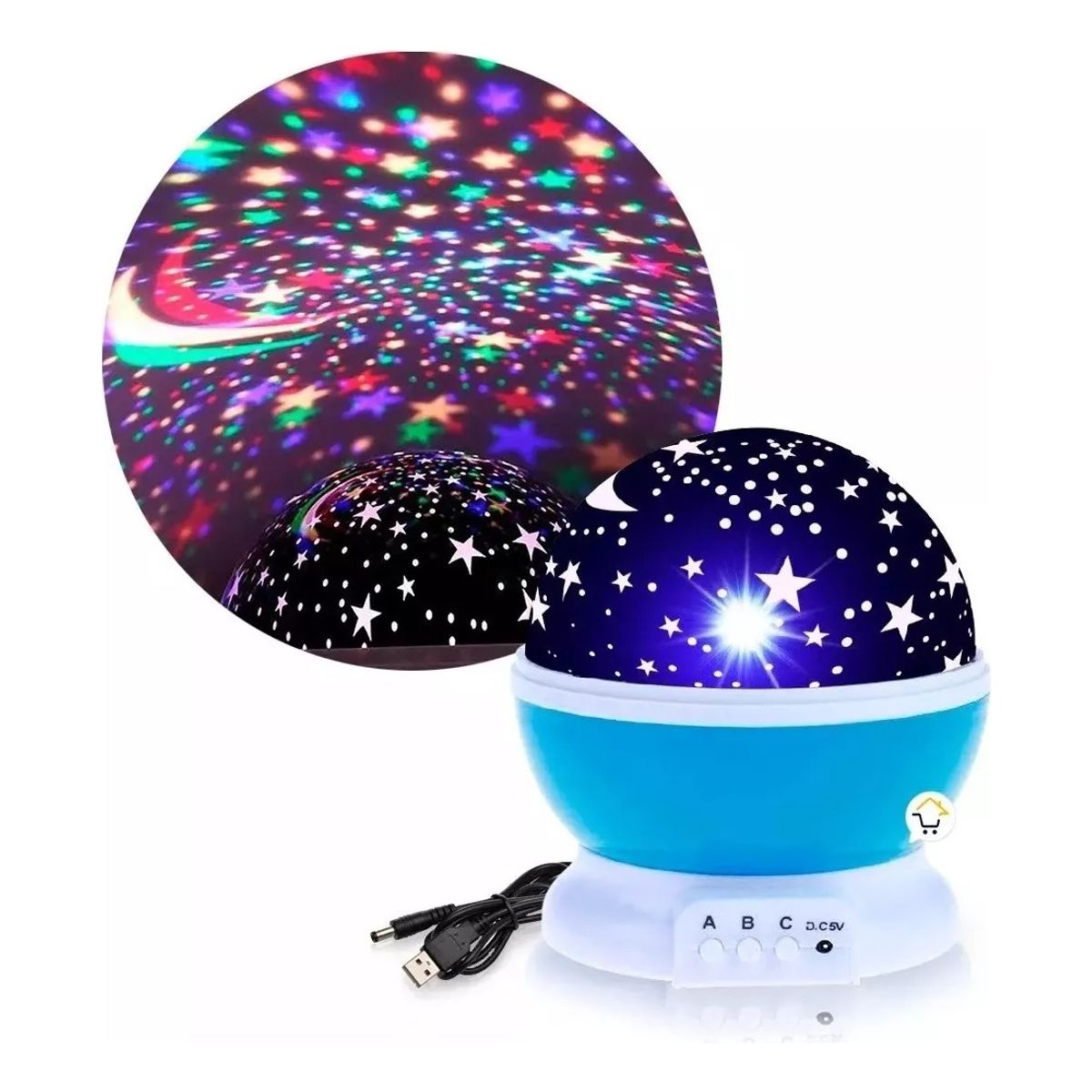 GENERICO - Proyector Lampara Luz Nocturna Estrellas Luna Giratoria Led