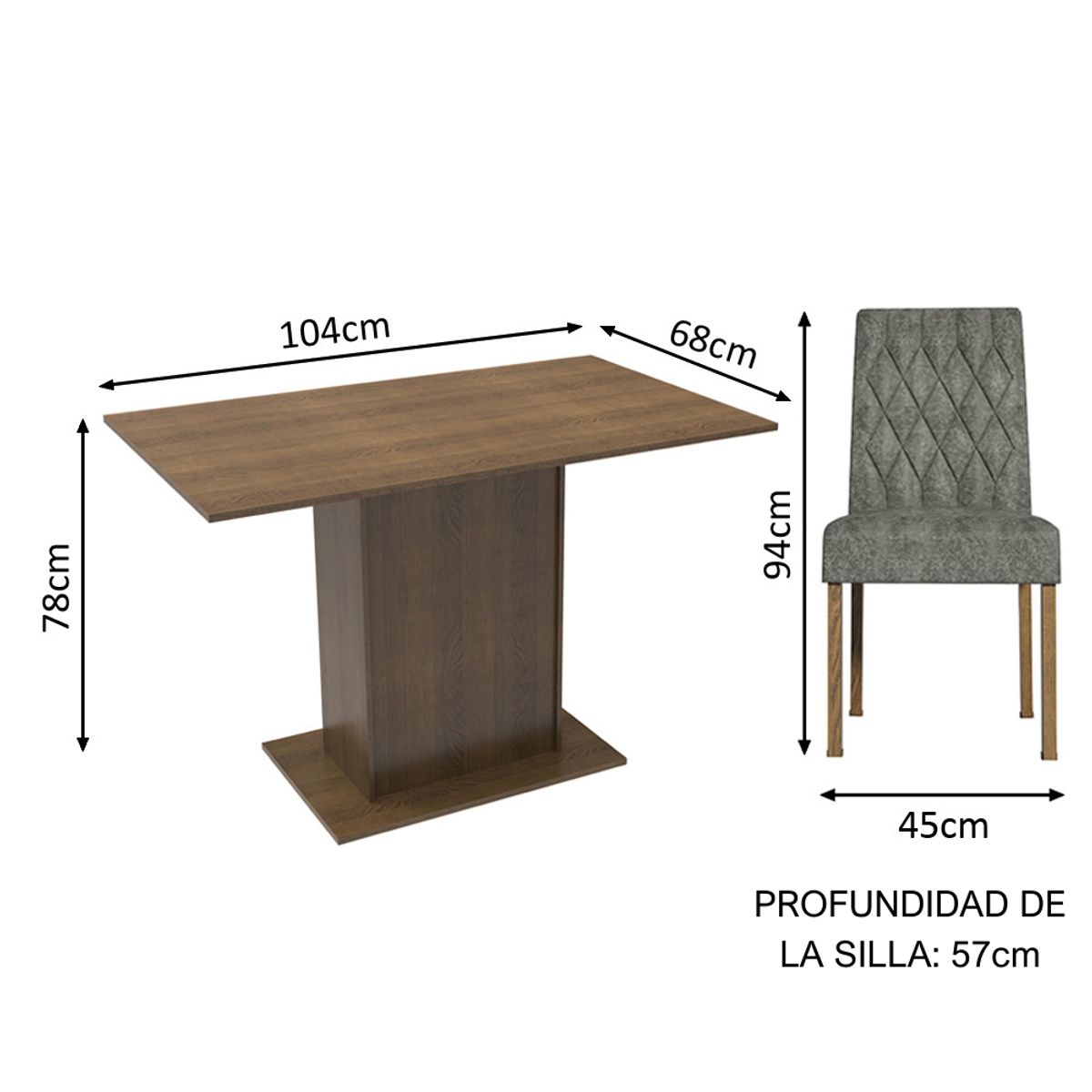 MADESA - Juego de Comedor Tainá con 2 Sillas