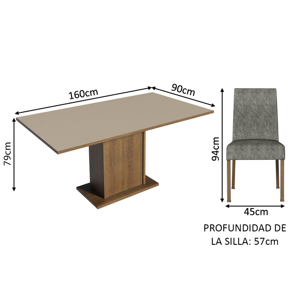 MADESA - Juego de Comedor Keila con 4 Sillas