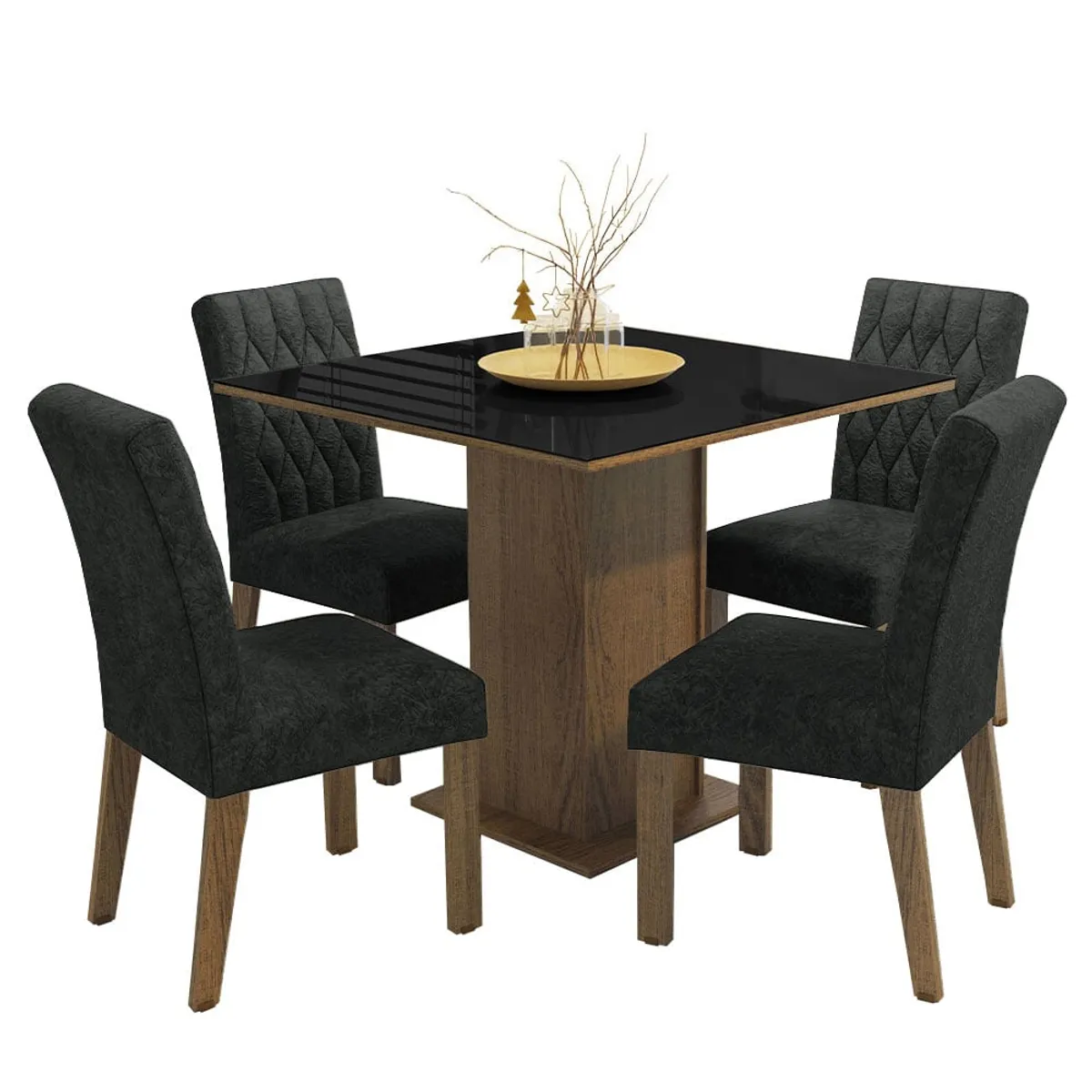 MADESA - Juego de Comedor Anaju 4 Sillas Oxford - Tablero de Madera y Cristal