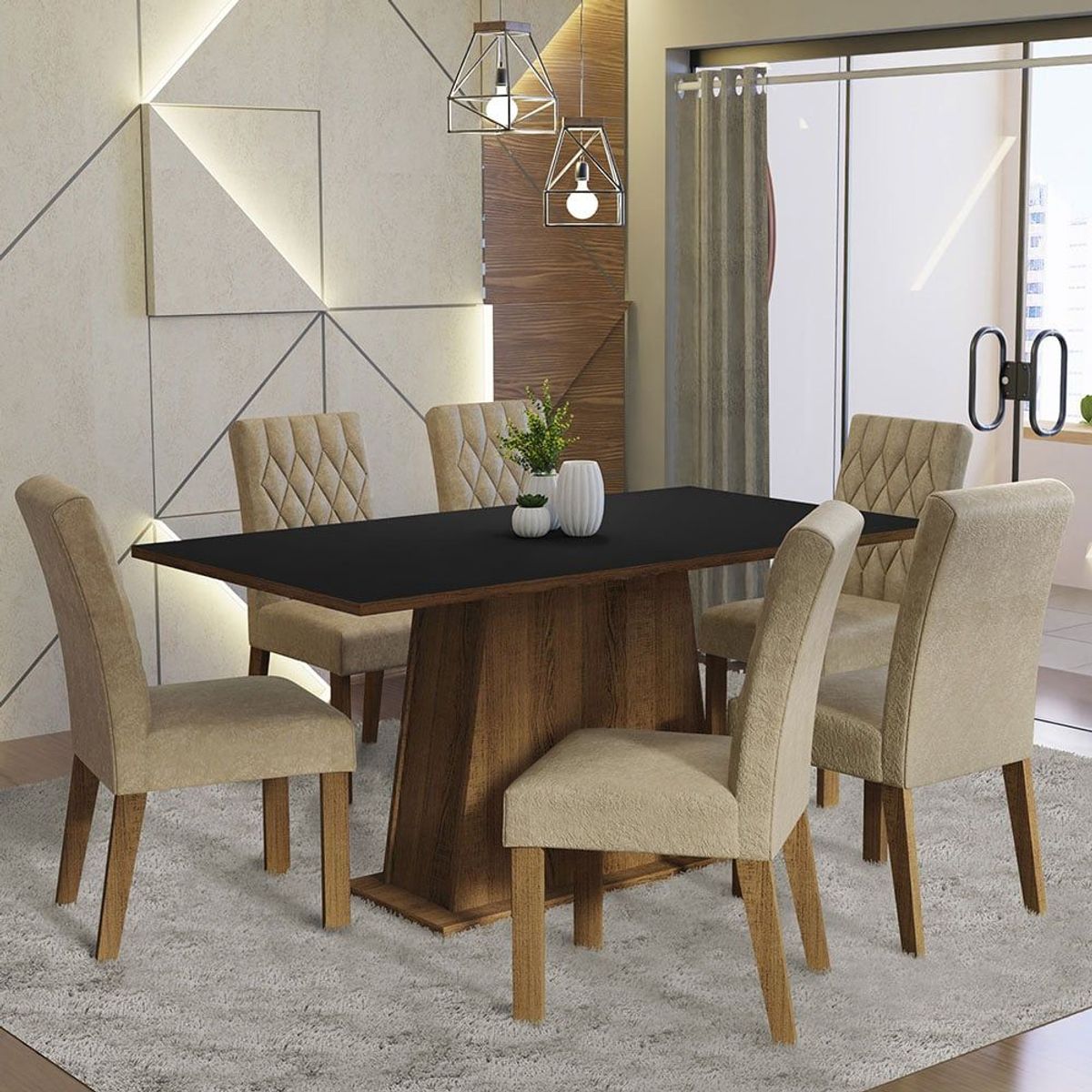 MADESA - Juego de Comedor Britney con 6 Sillas