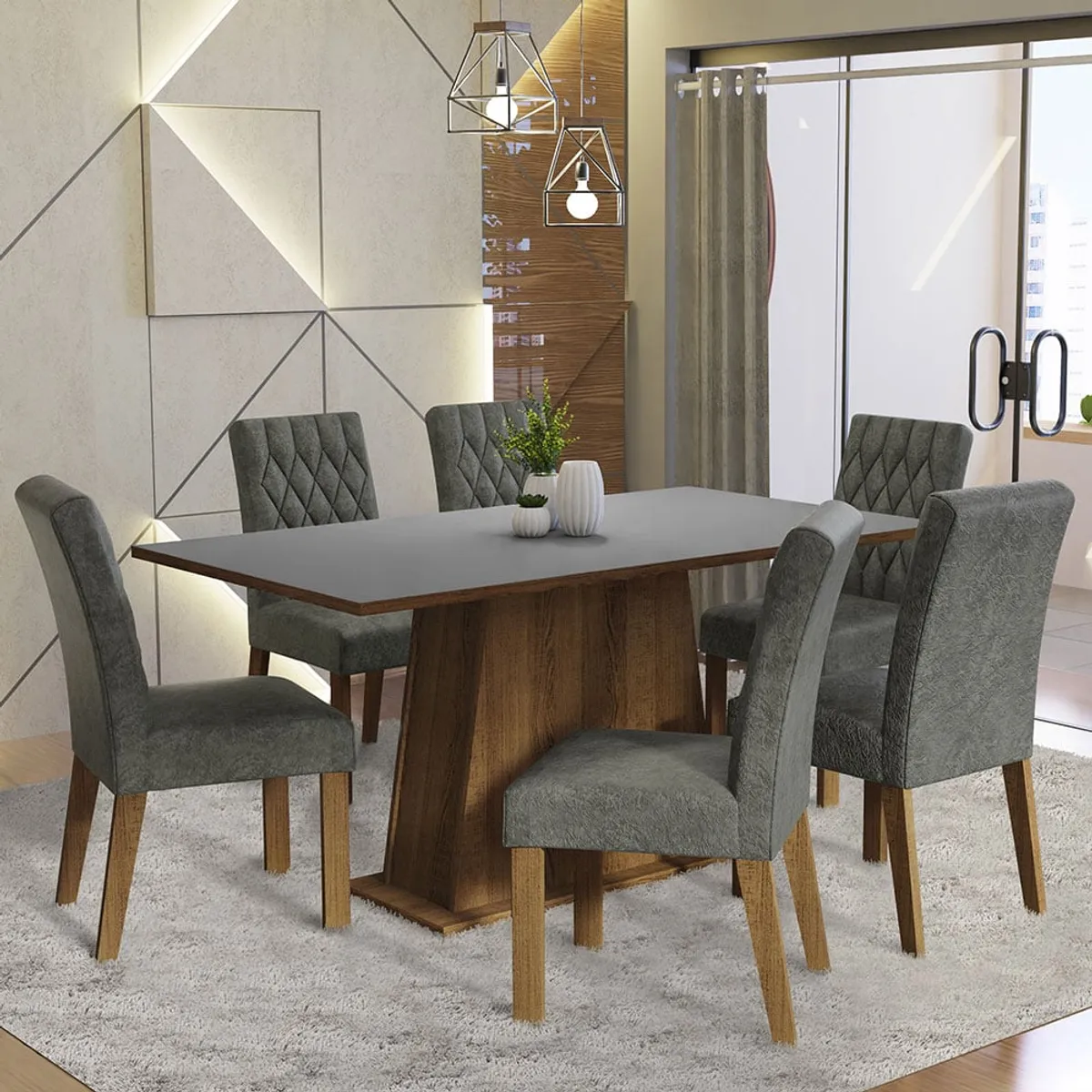 MADESA - Juego de Comedor Britney con 6 Sillas