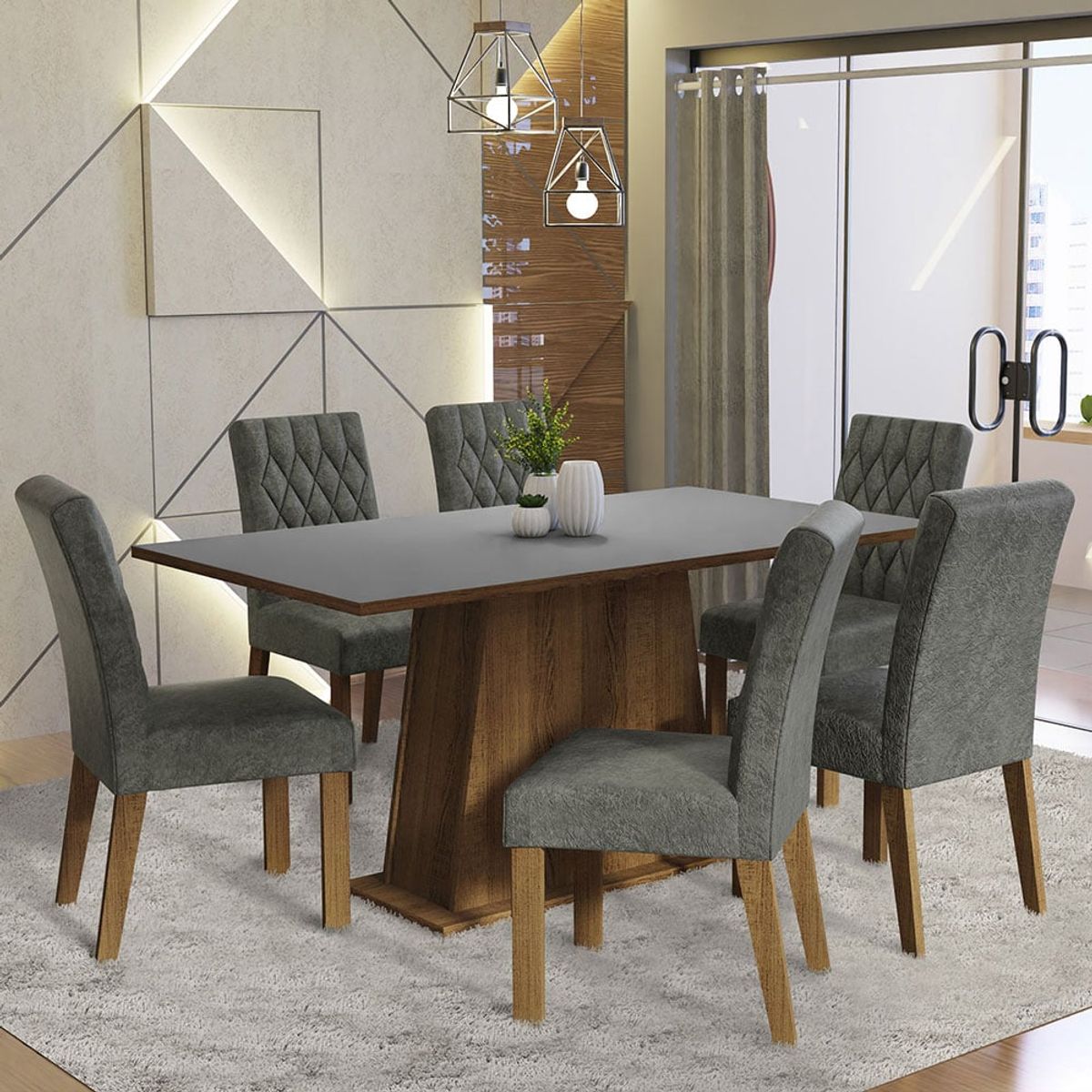 MADESA - Juego de Comedor Britney con 6 Sillas