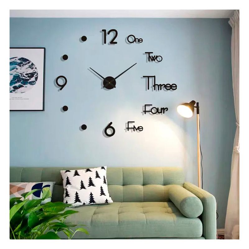 Reloj De Pared 3d Decorativo Moderno Grande 100 X 100 Hogar ENFANT