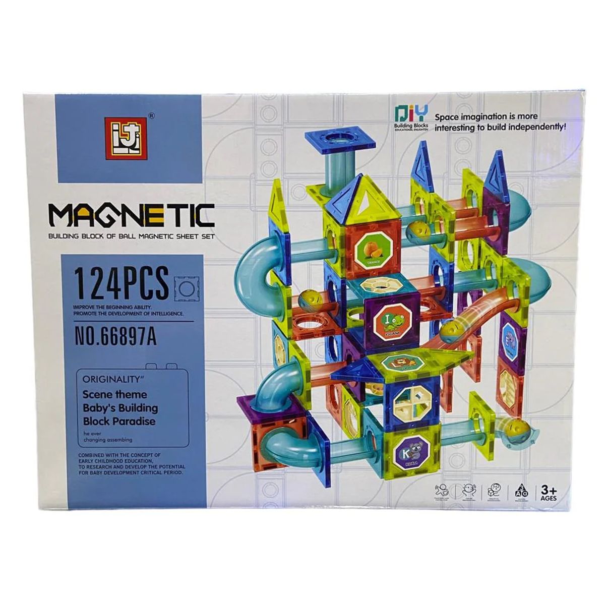 OX BLOCKS - BLOQUES MAGNETICOS X 124 PIEZAS CASTILLO TOBOGAN