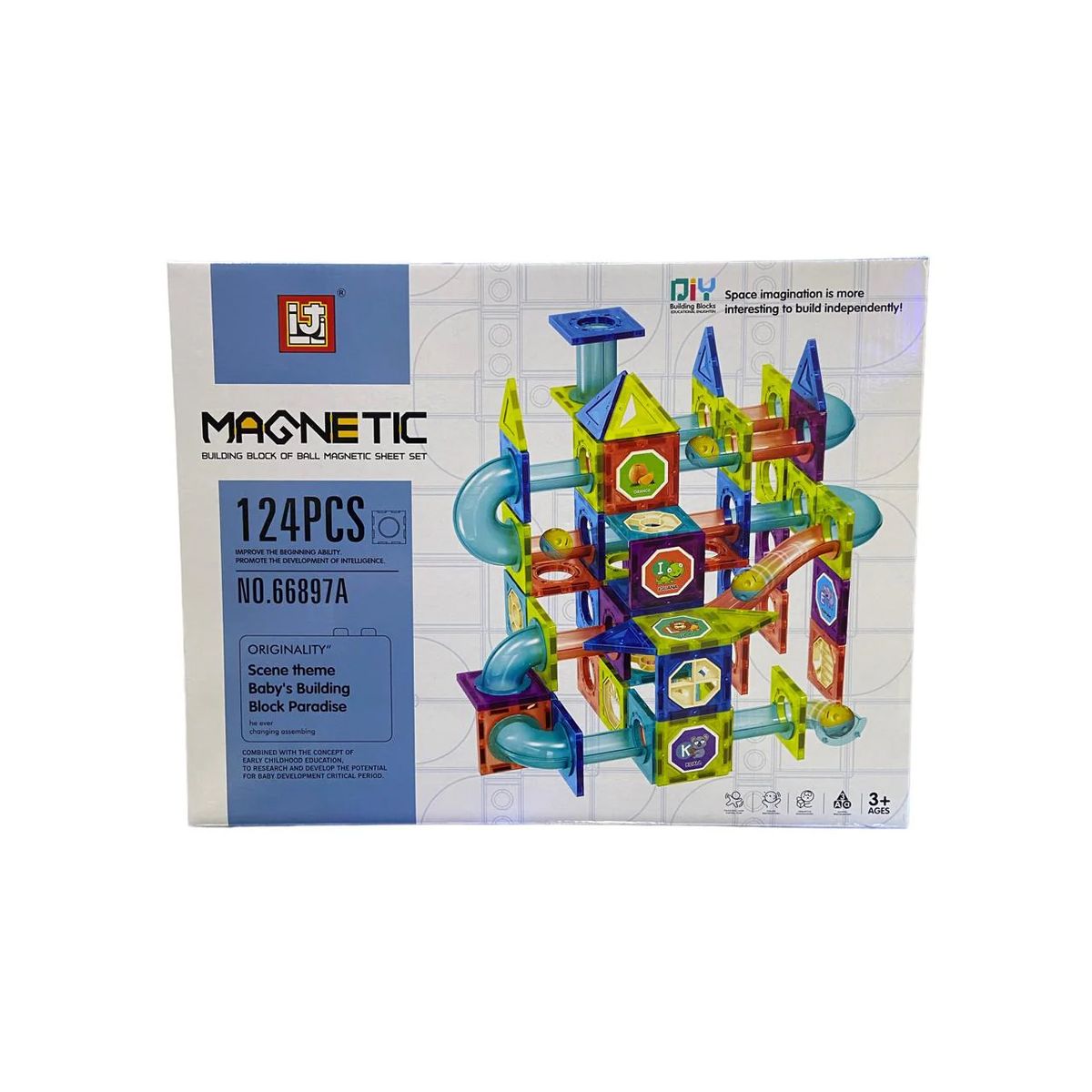 OX BLOCKS - BLOQUES MAGNETICOS X 124 PIEZAS CASTILLO TOBOGAN