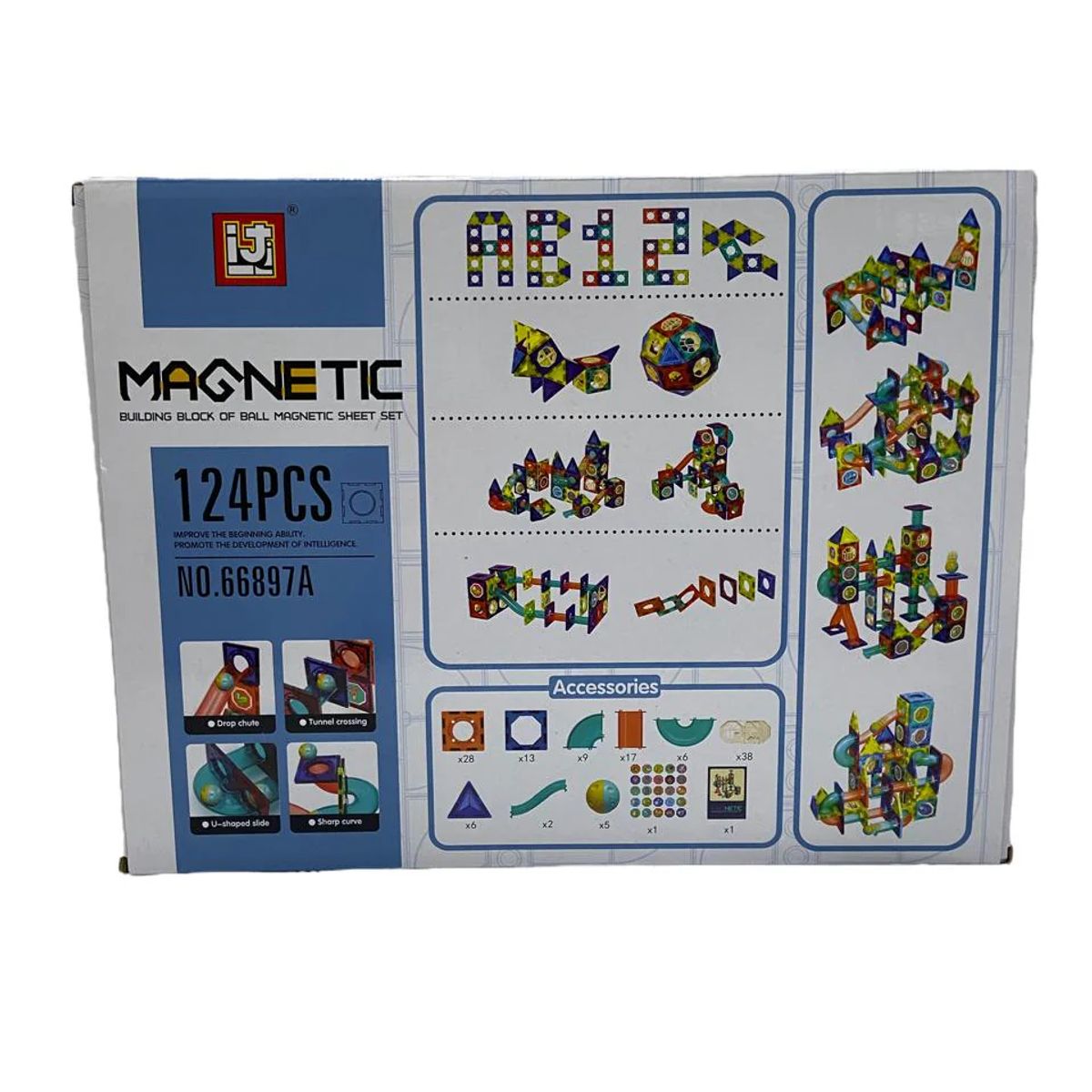 OX BLOCKS - BLOQUES MAGNETICOS X 124 PIEZAS CASTILLO TOBOGAN