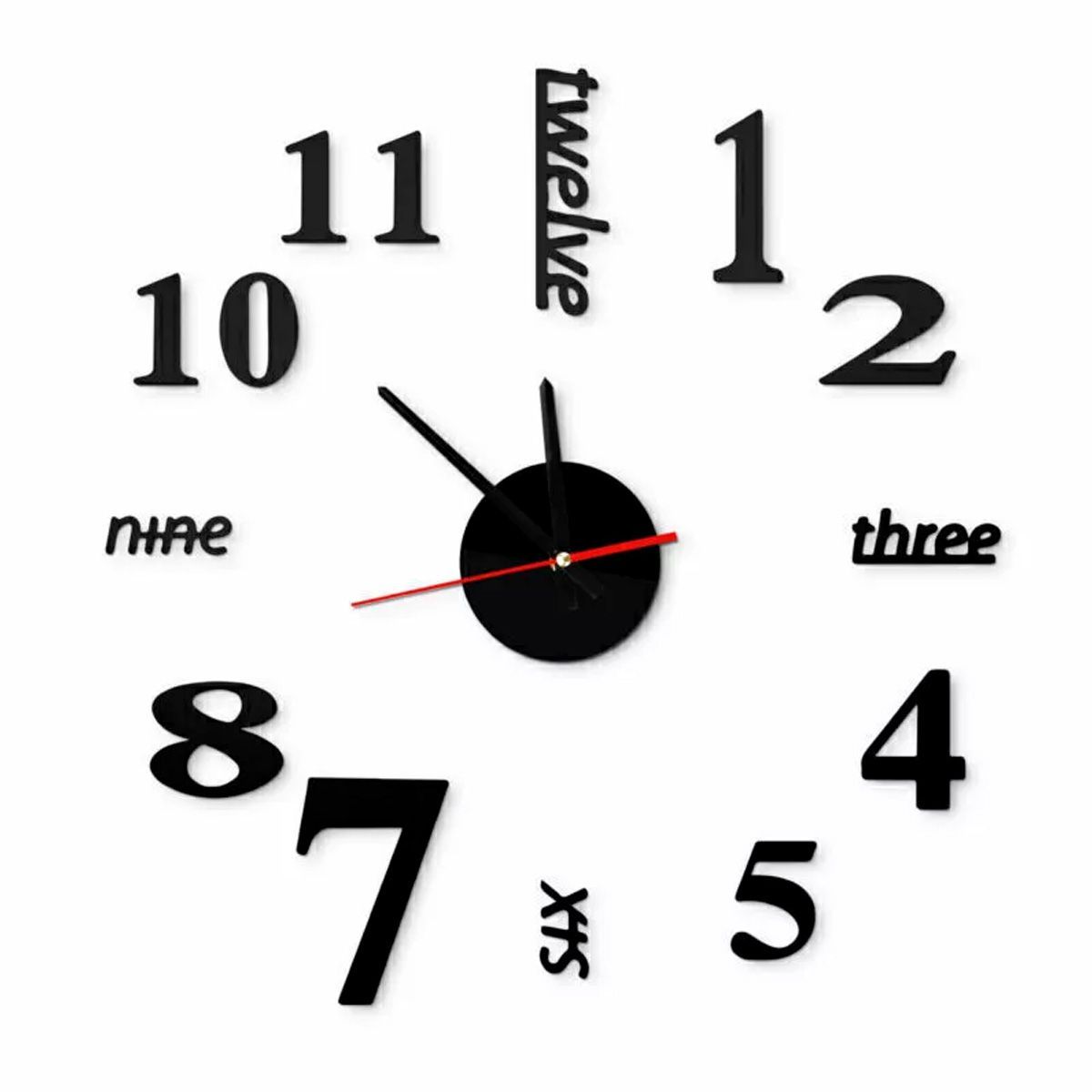 ENFANTASY - Reloj De Pared Adhesivo 3d Decorativo Moderno Hogar Oficina 40 CM