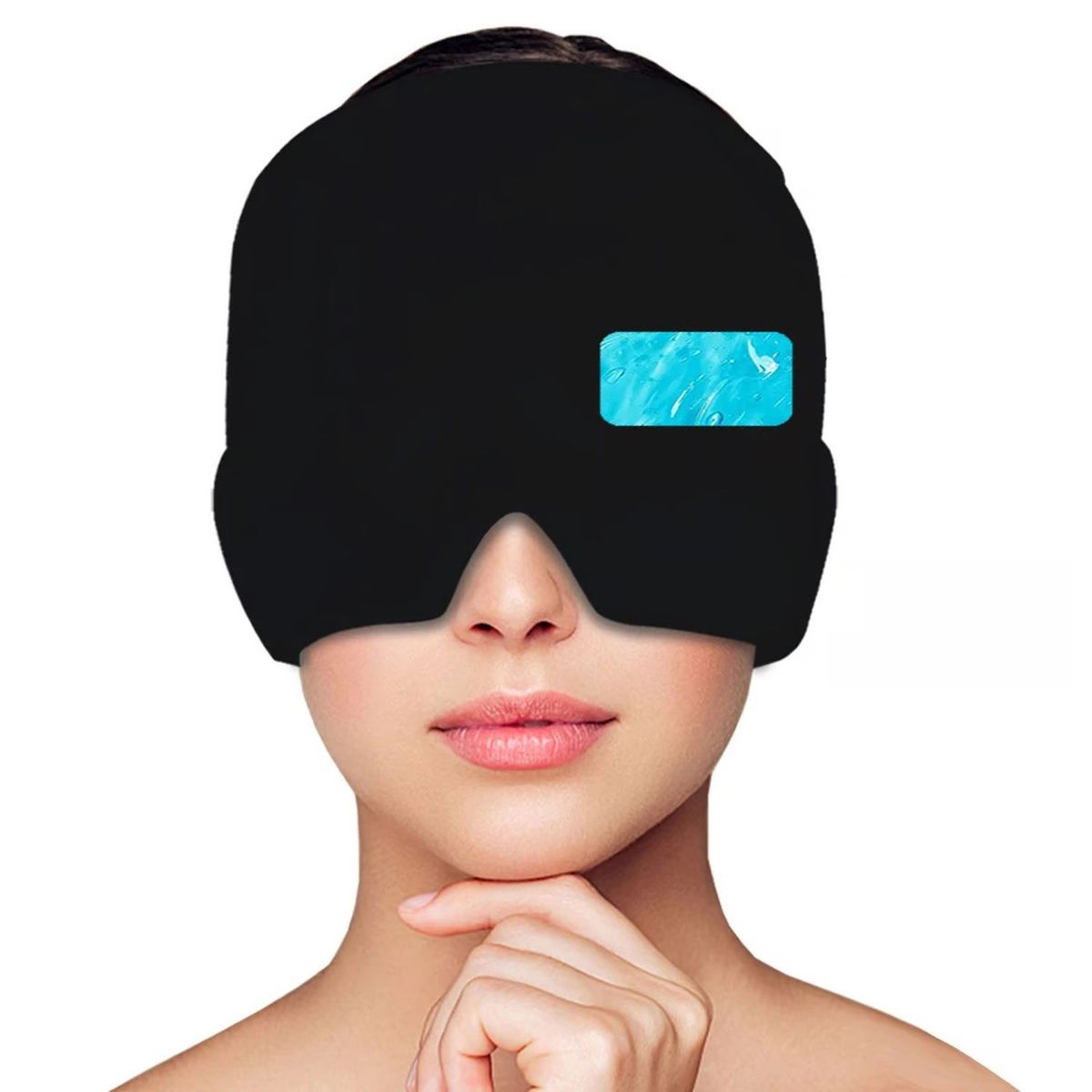 GENERICO - Banda Gel Alivio Migraña Dolor Cabeza Terapia Frio Calor Gorro Azul_.