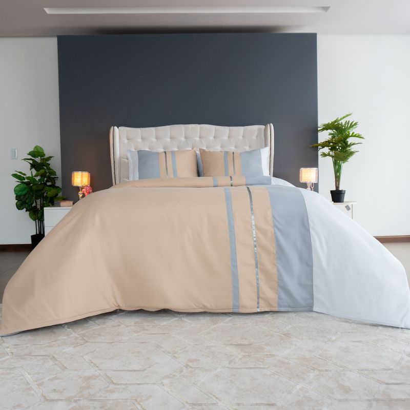 AMARE HOME - Duvet Cover Beige - Colección Ilusión 6 Piezas Queen.