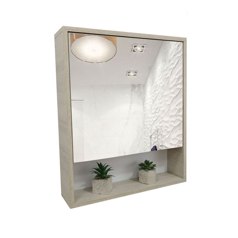 GENERICO - Gabinete Organizador Con Espejo Baño Eclipta Color Almendra 50x60 Cm