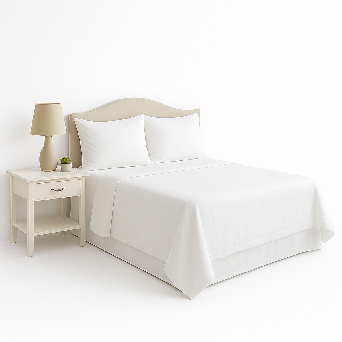 TRU - Juego de Sabanas Doble Blanco 180 Hilos