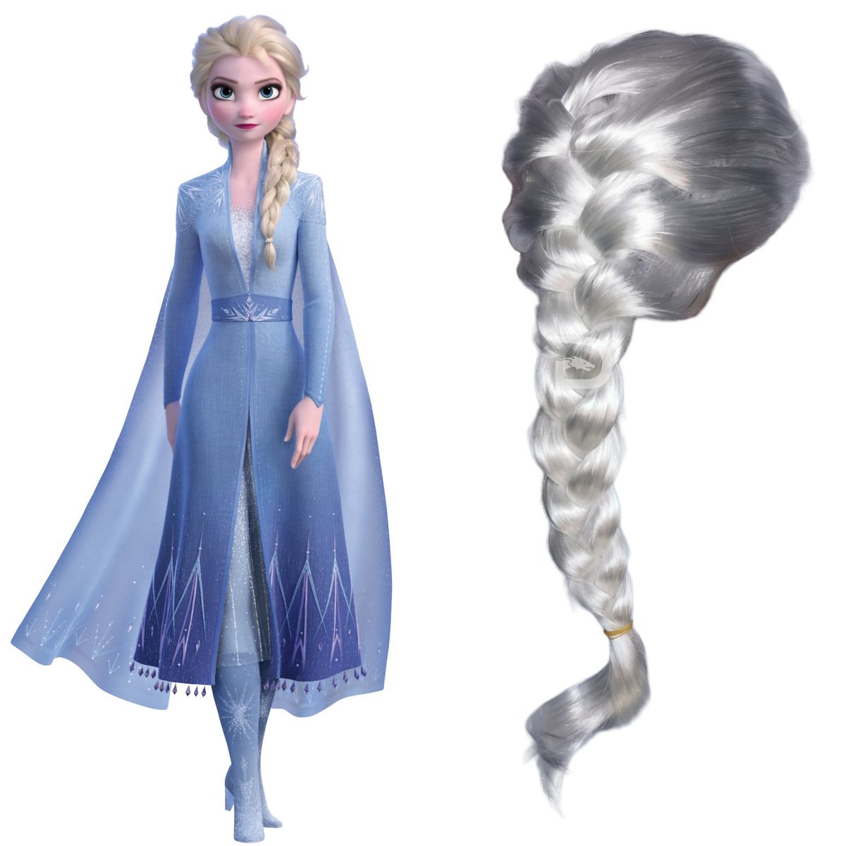 GENERICO - Peluca Elsa Frozen 2 Realista 70cm Accesorio Disfraz BLANCA