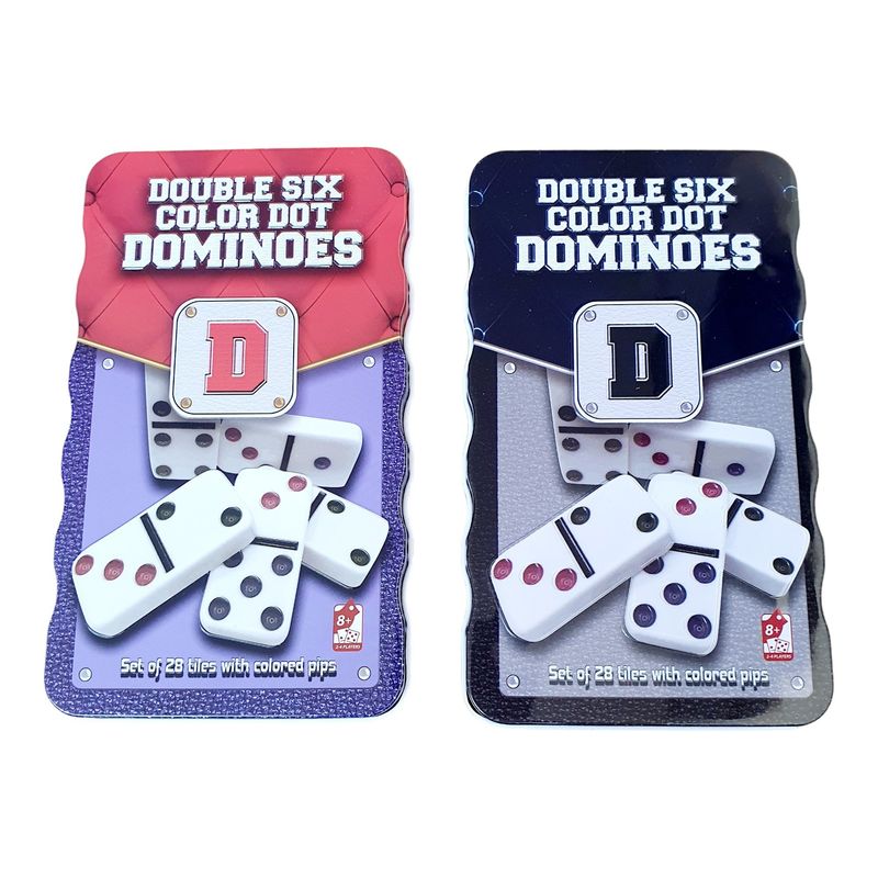 GENERICO - Domino 28 Fichas Color Doble 6 Juego Mesa Caja Metalica