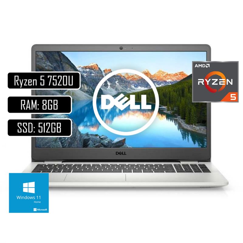 DELL - Portatil Dell Inspiron 15 AMD Ryzen 5 7520U 8GB RAM 512GB SSD 15.6" Windows 11 Home