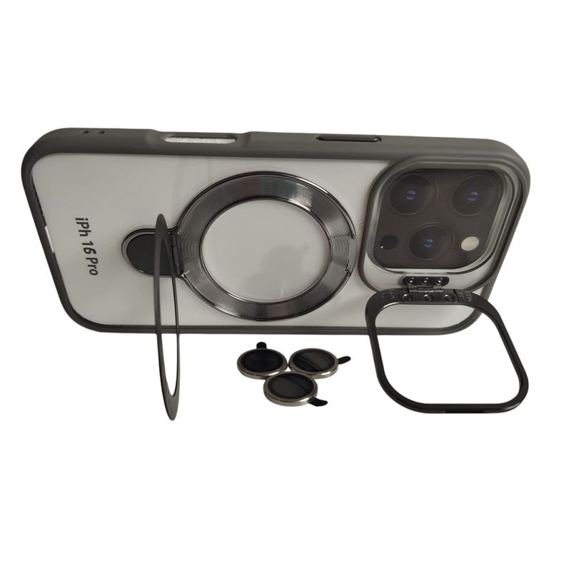 PYX - Estuche Compatible iPhone 16 Pro Soporte Duo Kit Lentes Titanio
