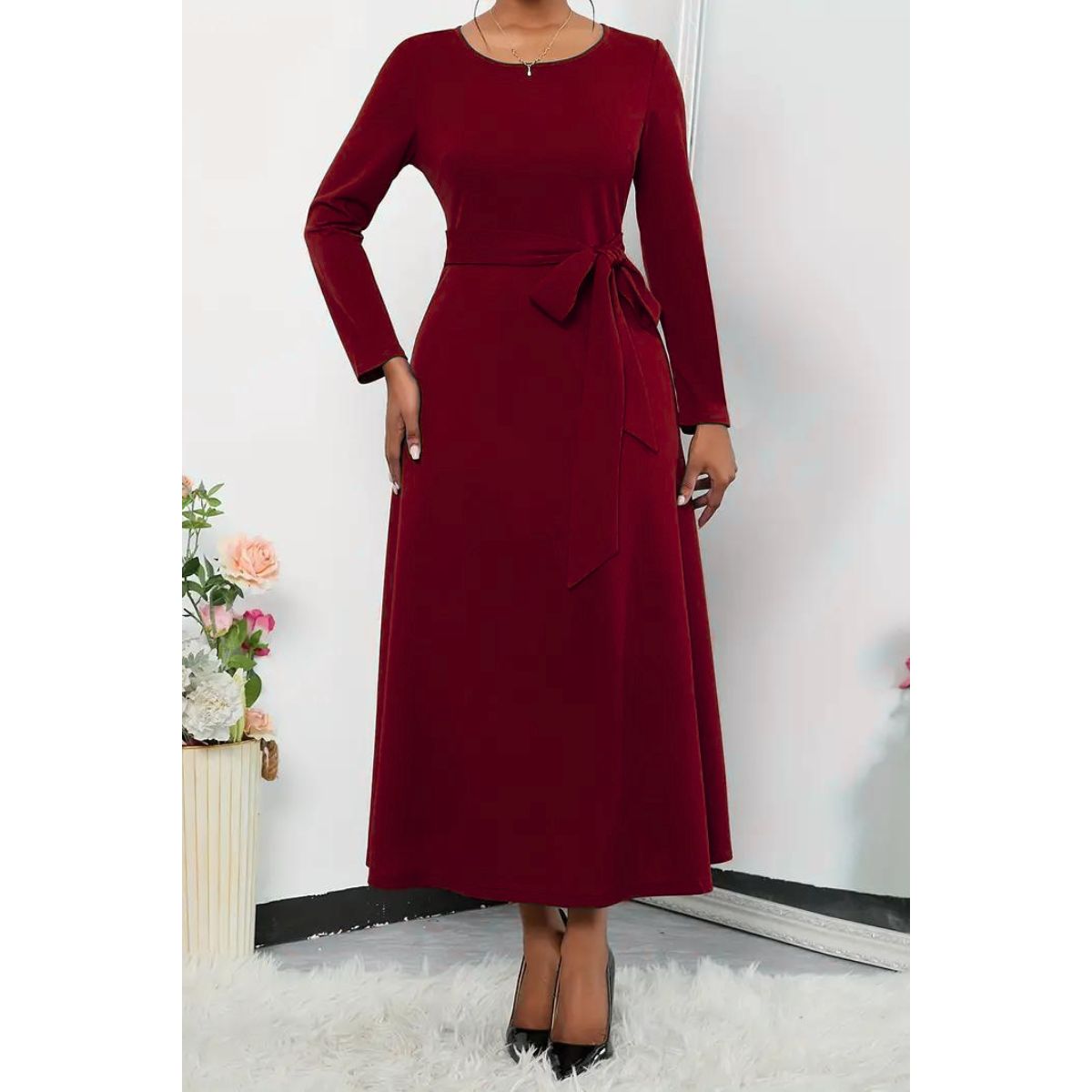 NEGRELI - VESTIDO SILUETA AMPLIA CON LAZO REF-4035