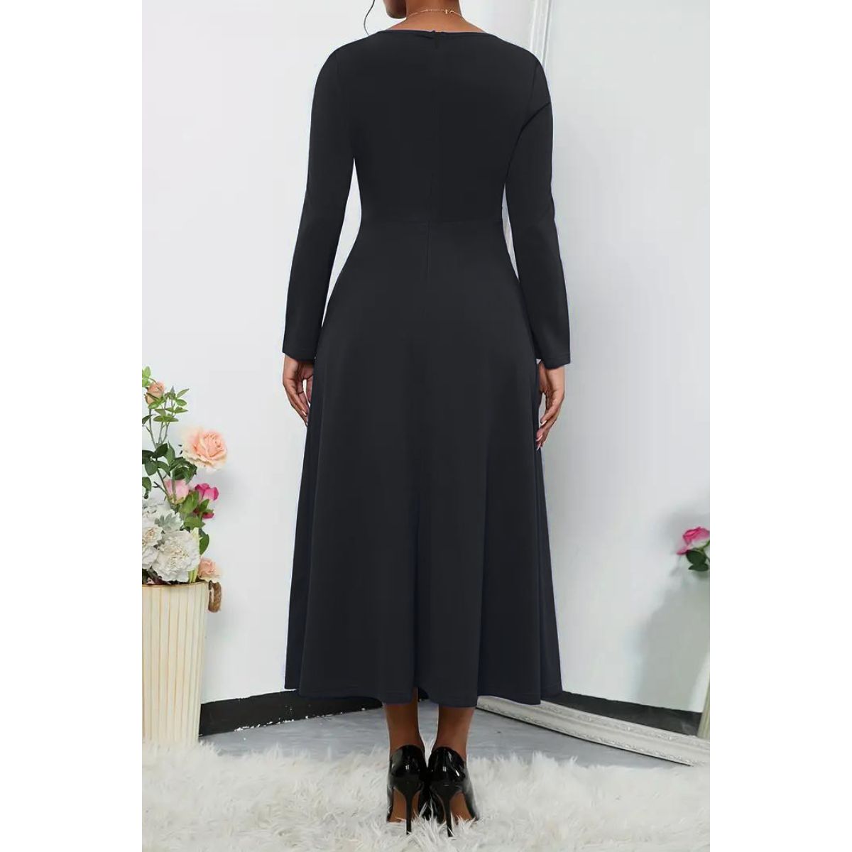 NEGRELI - VESTIDO SILUETA AMPLIA CON LAZO REF-4035