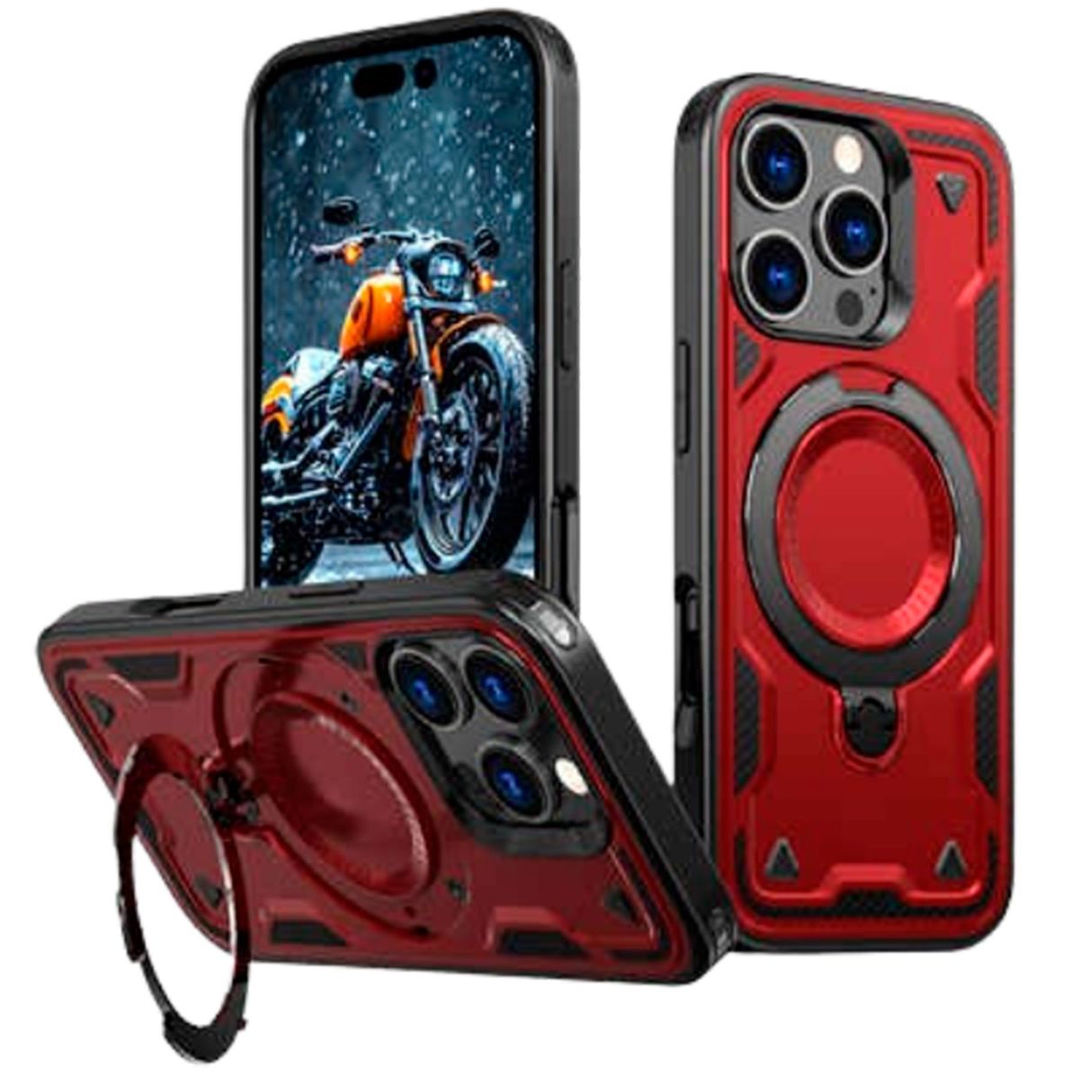 GENERICO - Estuche antichoque spartan case magsafe para iphone 16 pro max rojo