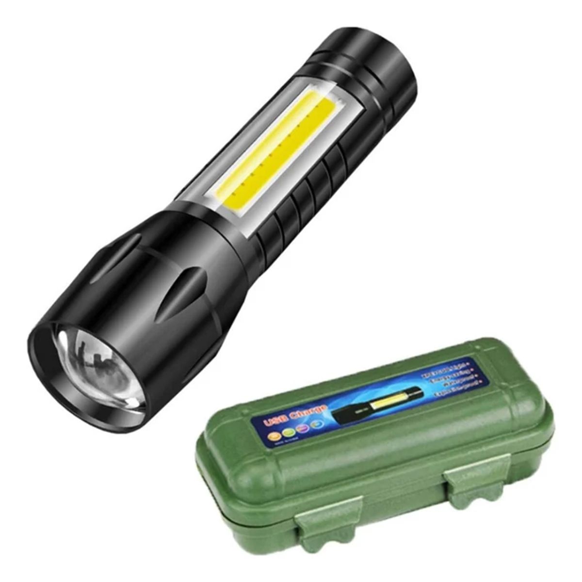 GENERICO - Mini Linterna Portátil Táctica Led Recargable USB Zoom