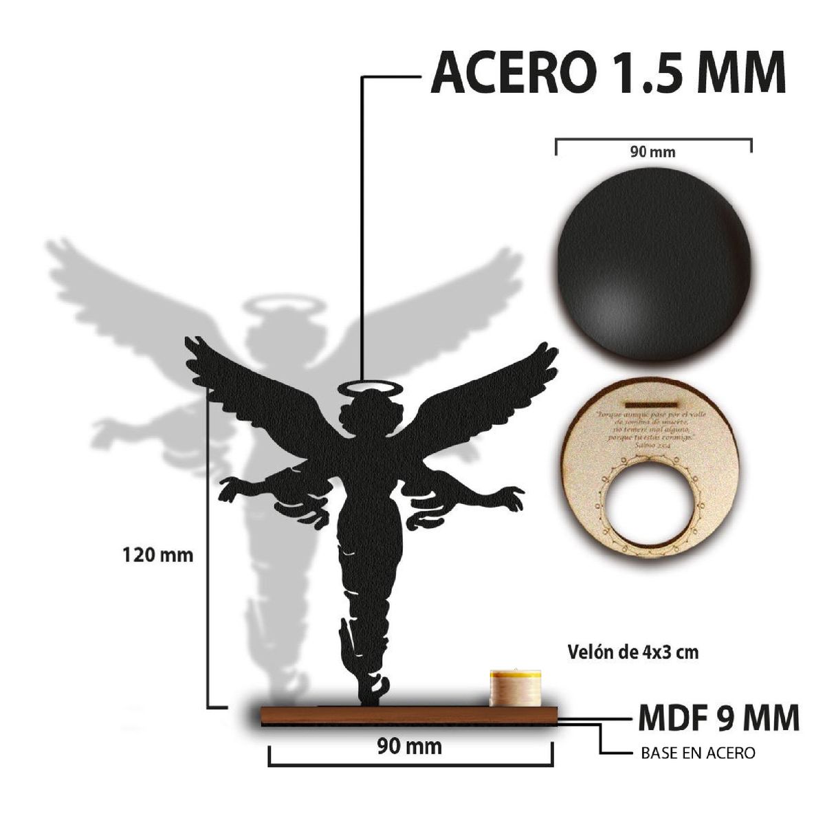 GENERAL - Porta Vela Religioso De Proyección De Angel Pequeño Con Velon