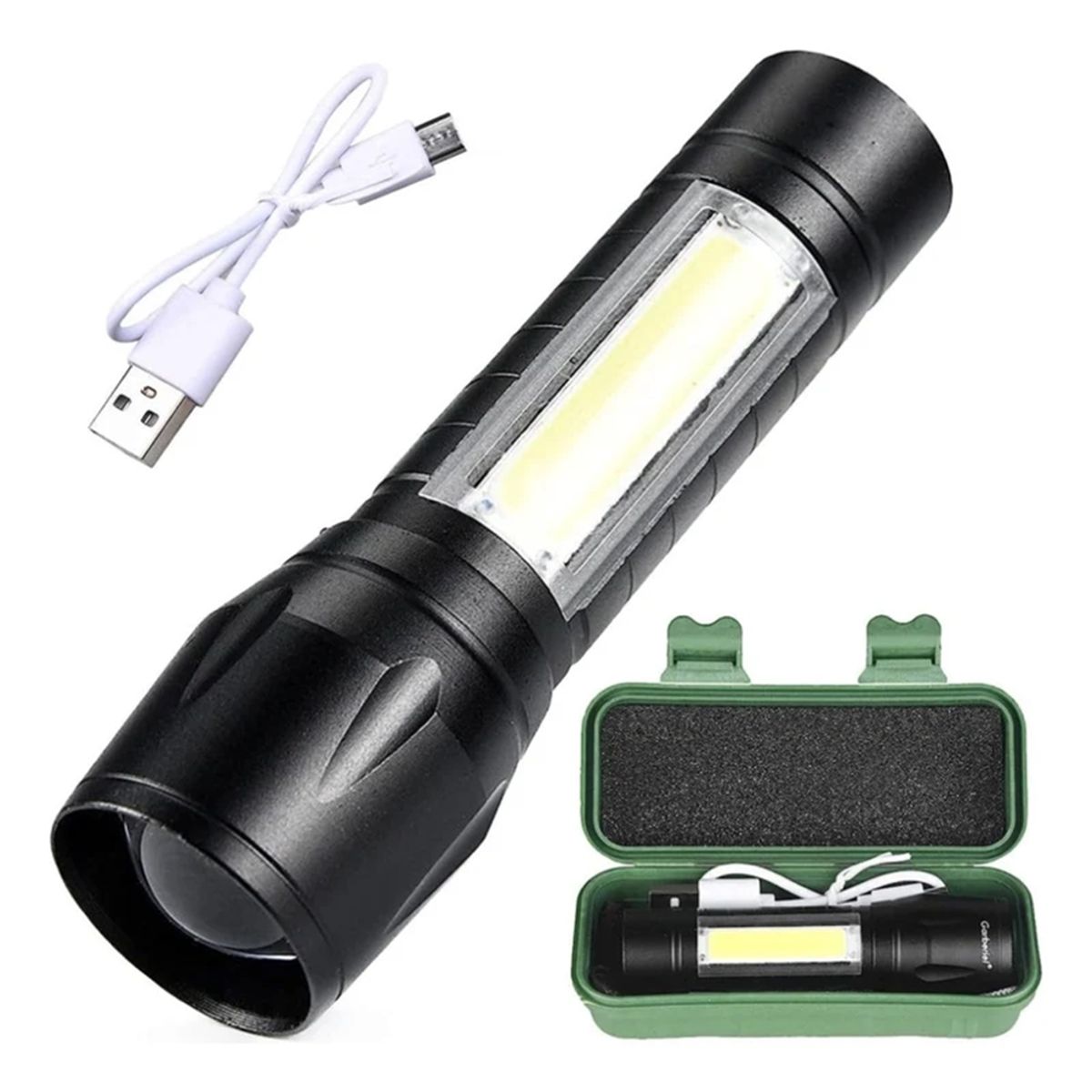 GENERICO - Mini Linterna Portátil Táctica Led Recargable USB Zoom