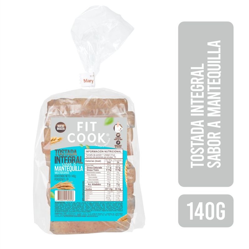 GENERICO - Tostadas Fitcook Integrales 0% Azucar Mantequilla X 140G