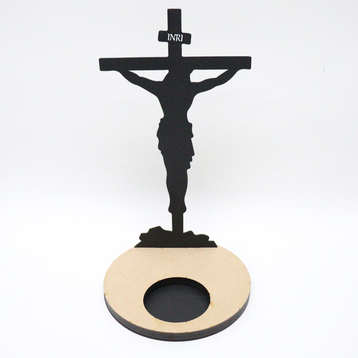 GENERAL - Porta Vela Religioso De Proyección De Cruz Grande En Madera Y Hierro