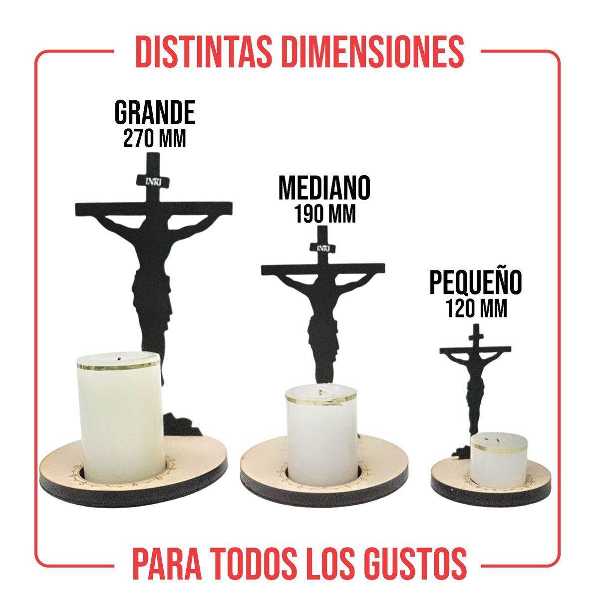 GENERAL - Porta Vela Religioso De Proyección De Cruz Grande En Madera Y Hierro