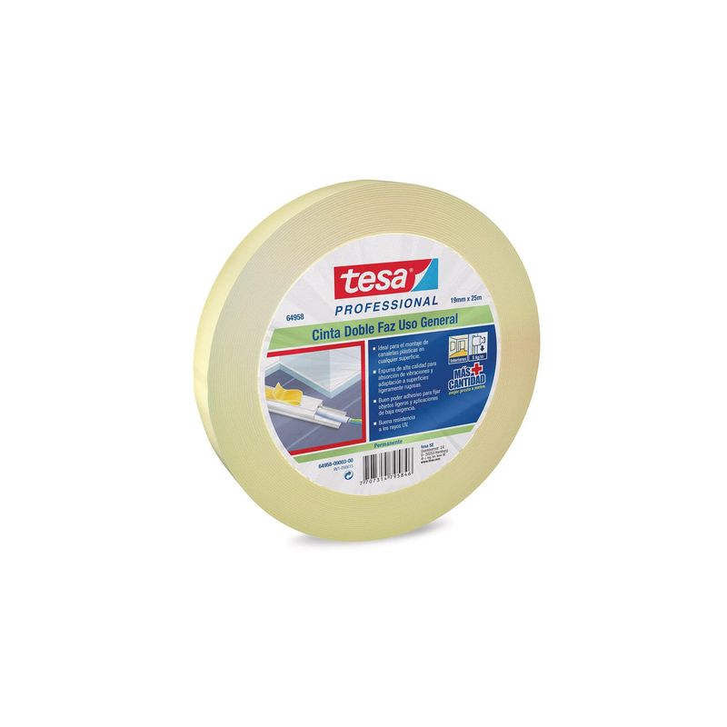 TESA - Cinta Adhesiva Doble Faz Espuma 19 Mm X 25 Mts Tesa