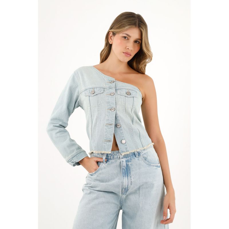 TENNIS - Camisa azul de un solo hombro para mujer